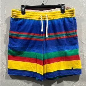 ☀️🏝️ POLO RALPH LAUREN Men's 8 Inch Striped Spa Cotton Terry Shorts Size Lg -EU